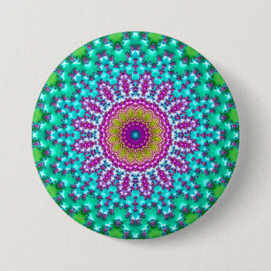 Groovy Colourful Jewel Tone Boho Fractal Mandala 7.5 Cm Round Badge