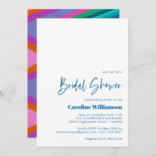 Groovy Colourful Lines Unique Retro Bridal Shower  Invitation