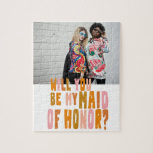Groovy Colourful Maid of Honour Photo Proposal Car Jigsaw Puzzle