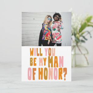 Groovy Colourful Man of Honour Photo Proposal Card