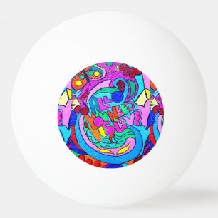 groovy colourful peace and love ping pong ball