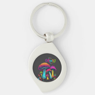 Groovy Colourful Psychedelic Mushrooms Key Ring
