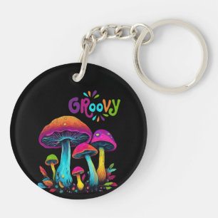 Groovy Colourful Psychedelic Mushrooms Key Ring