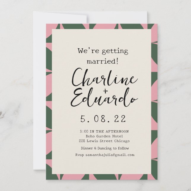 Groovy Colourful Retro 70s Wedding Handlettering  Invitation (Front)