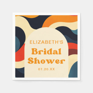 Groovy Colourful Retro Wavy Boho Bridal Shower Napkin