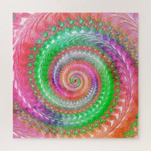 Groovy Colourful Spiral Digital Abstract Fractal  Jigsaw Puzzle
