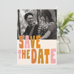 Groovy Colourful Unique Engagement Photo Save The Date
