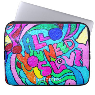 groovy colours peace and love laptop sleeve