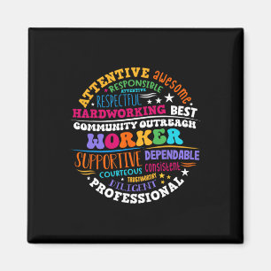 Groovy Community Outreach Worker Back To School  Magnet
