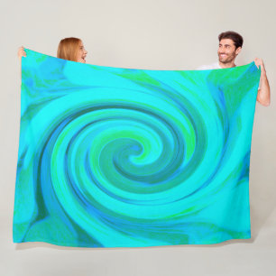 Groovy Cool Abstract Aqua Liquid Art Swirl Fleece Blanket