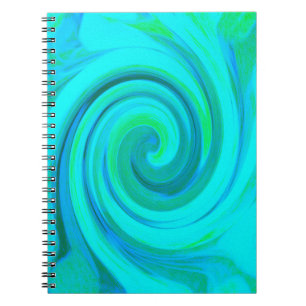 Groovy Cool Abstract Aqua Liquid Art Swirl Notebook