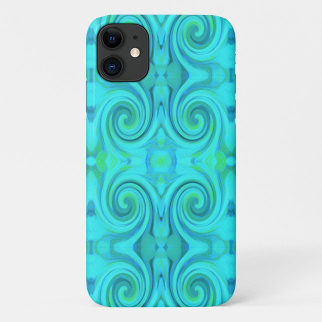 Groovy Cool Abstract Aqua Liquid Art Swirl Pattern Case-Mate iPhone Case (Back)