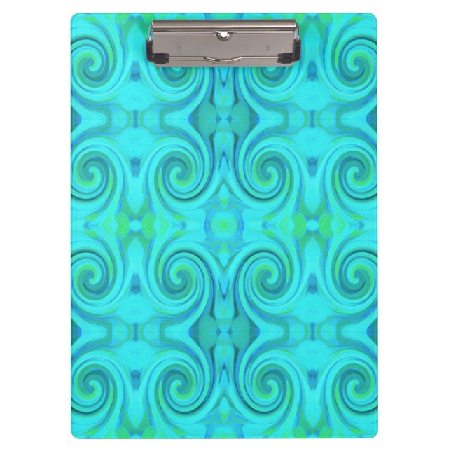 Groovy Cool Abstract Aqua Liquid Art Swirl Pattern Clipboard (Front)