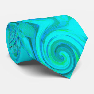 Groovy Cool Abstract Aqua Liquid Art Swirl Tie
