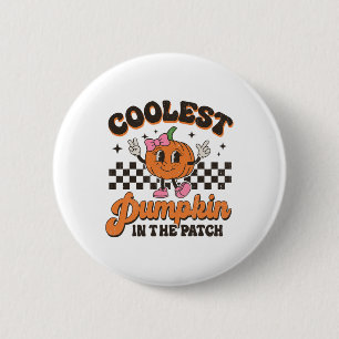 Groovy Coolest Pumpkin In The Patch Halloween For 6 Cm Round Badge