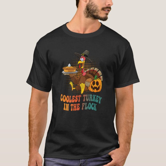 Groovy Coolest Turkey In The Flock Turkey hat pump T-Shirt (Front)