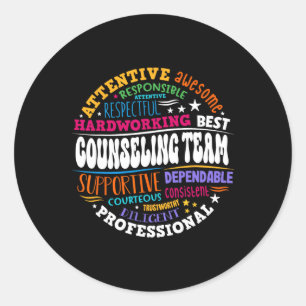 Groovy Counseling Team Appreciation Back To School Classic Round Sticker