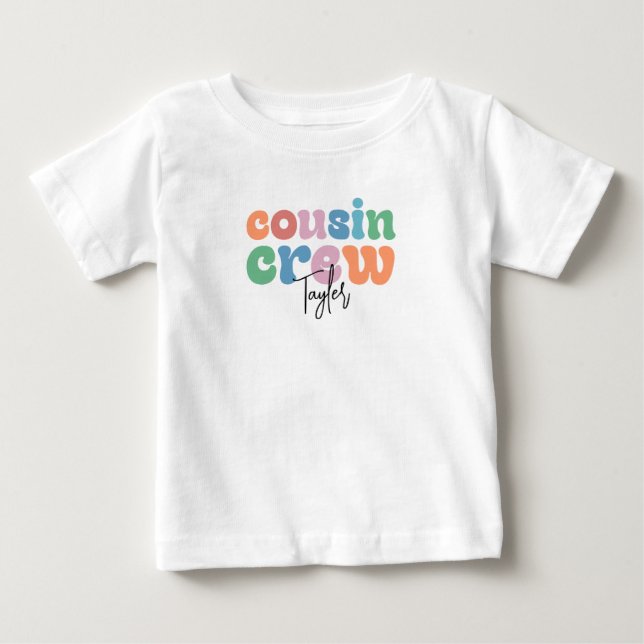 Groovy Cousin Crew Personalised Baby T-Shirt (Front)