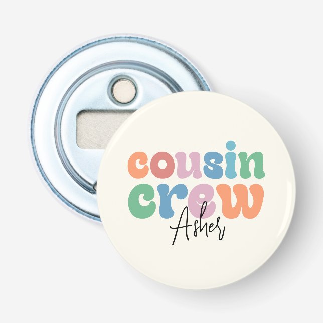 Groovy Cousin Crew Personalised Bottle Opener (Front)