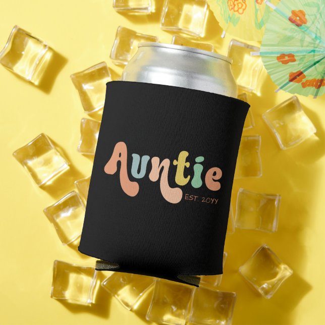 Groovy Custom Auntie Established | Gifts for Aunt Can Cooler (In Situ Summer)