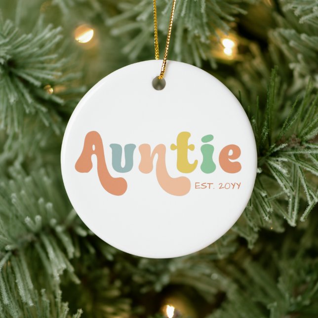 Groovy Custom Auntie Established | Gifts for Aunt Ceramic Ornament (Tree)