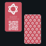 Groovy Custom QR CODE Bar Bat Mitzvah Pink Stars Enclosure Card<br><div class="desc">Perfect enclosure card to include with a bar or bat mitzvah invitation! Hand made art for you with a star of david and pattern on the back side! FULLY CUSTOMIZABLE! Click on “Personalise” above to edit the text. Click "edit using design tool" to adjust the fonts, colours and placements and...</div>