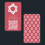 Groovy Custom QR CODE Bar Bat Mitzvah Pink Stars Enclosure Card<br><div class="desc">Perfect enclosure card to include with a bar or bat mitzvah invitation! Hand made art for you with a star of david and pattern on the back side! FULLY CUSTOMIZABLE! Click on “Personalise” above to edit the text. Click "edit using design tool" to adjust the fonts, colours and placements and...</div>