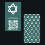 Groovy Custom QR CODE Bar Bat Mitzvah Teal Stars Enclosure Card<br><div class="desc">Perfect enclosure card to include with a bar or bat mitzvah invitation! Hand made art for you with a star of david and pattern on the back side! FULLY CUSTOMIZABLE! Click on “Personalise” above to edit the text. Click "edit using design tool" to adjust the fonts, colours and placements and...</div>