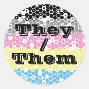 Groovy Customisable Pronoun Polygender Pride Flag Classic Round Sticker