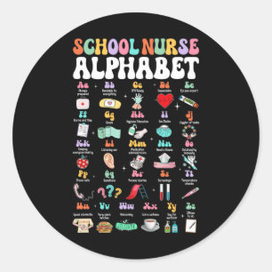 Groovy Cute Abc School Nurse Alphabet Ck To School Classic Round Sticker