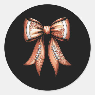 Groovy Cute Coquette Bow Game Day Football For Mum Classic Round Sticker