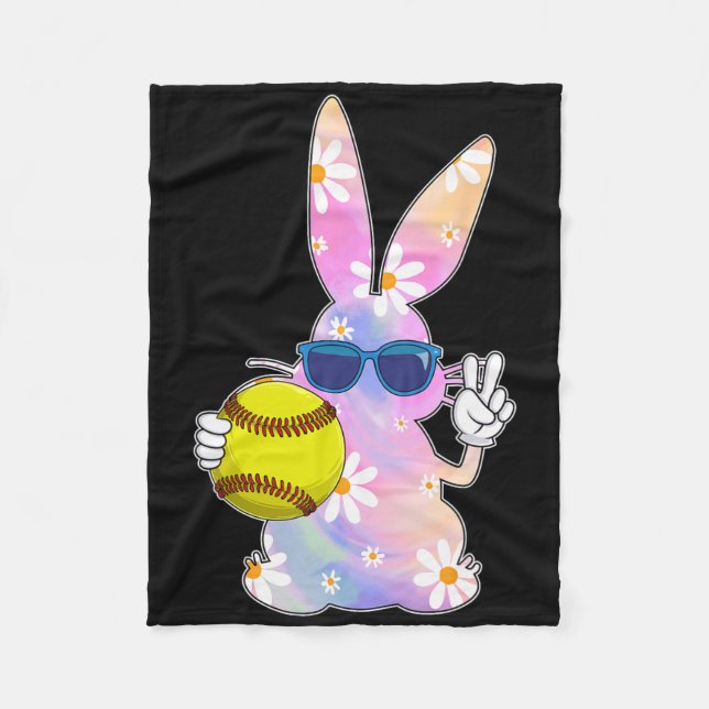 Groovy Cute Easter Bunny Softll Easter Day Men Boy Fleece Blanket (Front)