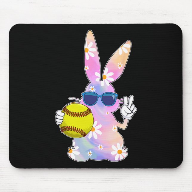 Groovy Cute Easter Bunny Softll Easter Day Men Boy Mouse Pad (Front)