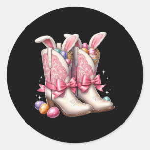 Groovy Cute Easter Eggs Boots Western Cowboy Howdy Classic Round Sticker
