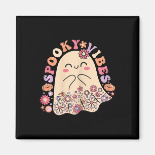 Groovy Cute Kawaii Ghost Floral Spooky Vibes Hippi Magnet