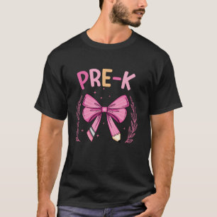 Groovy Cute Pre K Pink Coquette Bow Pencil Back To T-Shirt