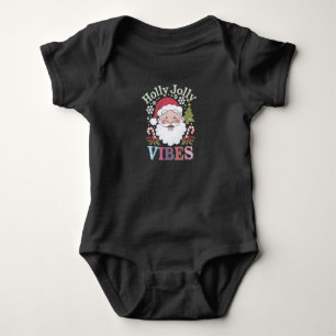 Groovy Cute Santa Claus Holly Jolly Vibes Xmas Baby Bodysuit