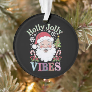 Groovy Cute Santa Claus Holly Jolly Vibes Xmas Ornament