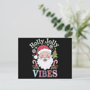 Groovy Cute Santa Claus Holly Jolly Vibes Xmas Postcard