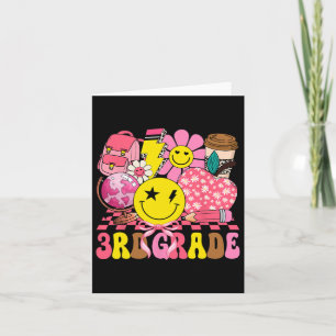 Groovy Cute Third Grade First Day Of School Girls  Card