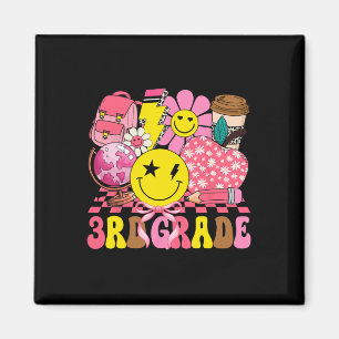 Groovy Cute Third Grade First Day Of School Girls  Magnet