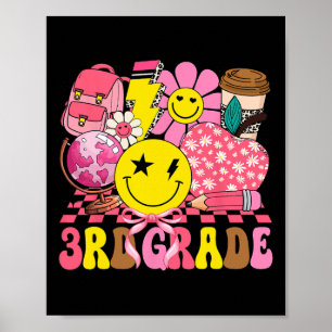 Groovy Cute Third Grade First Day Of School Girls Poster
