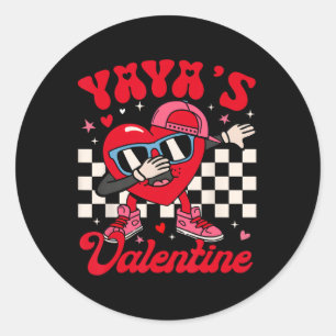 Groovy Dabbing Heart Yaya’s Valentine Boy Girl Men Classic Round Sticker