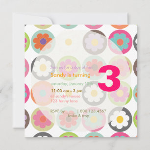Groovy Daisies/Bright Sixties B'day Part/DIY colou Invitation