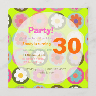 Groovy Daisies/Bright Sixties Birthday Party Invitation