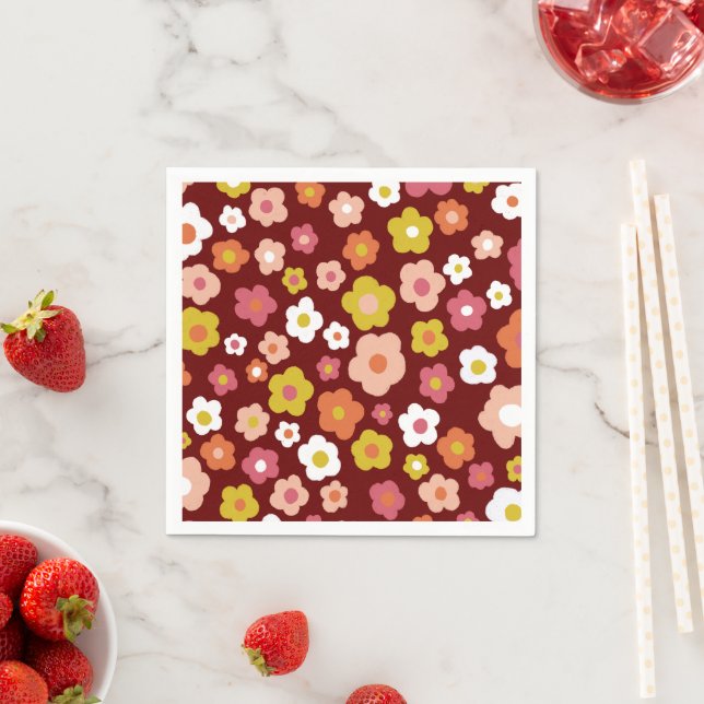 Groovy Daisies Floral BIRTHDAY PARTY CUSTOM Napkin (Insitu)