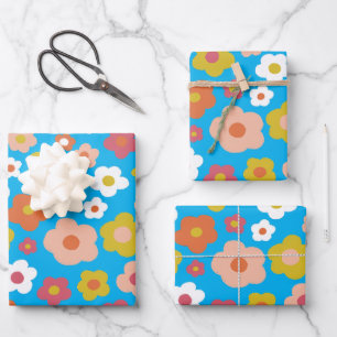 Groovy Daisies Floral Colorful Fun Birthday Baby  Wrapping Paper Sheet
