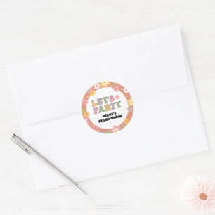Groovy Daisies Hippie Girl's Birthday Classic Round Sticker