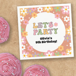 Groovy Daisies Hippie Girl's Birthday Napkin