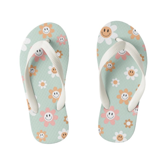 Groovy Daisies Kid's Pair of Flip Flops (Footbed)